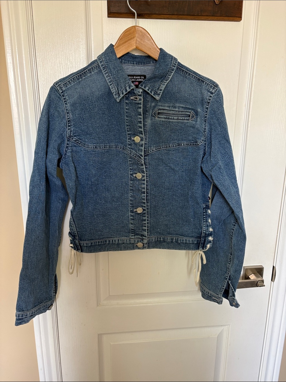 Blue Denim Jean Jacket with Side Lace-Up Detail